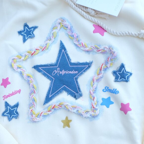 Aelfric Eden Tops - SO PRETTY! AELFRIC EDEN DENIM STAR OVERSIZED HOODIE LARGE NWT